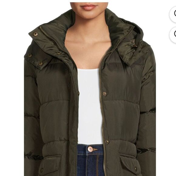 BCBG Paris SMALL Long Puffer Coat with Hood - Picture 4 of 5